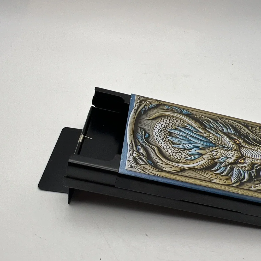 Sliding Metal Cigarette Case Automatic Pop Open Pocket Holder Box Dragon Art